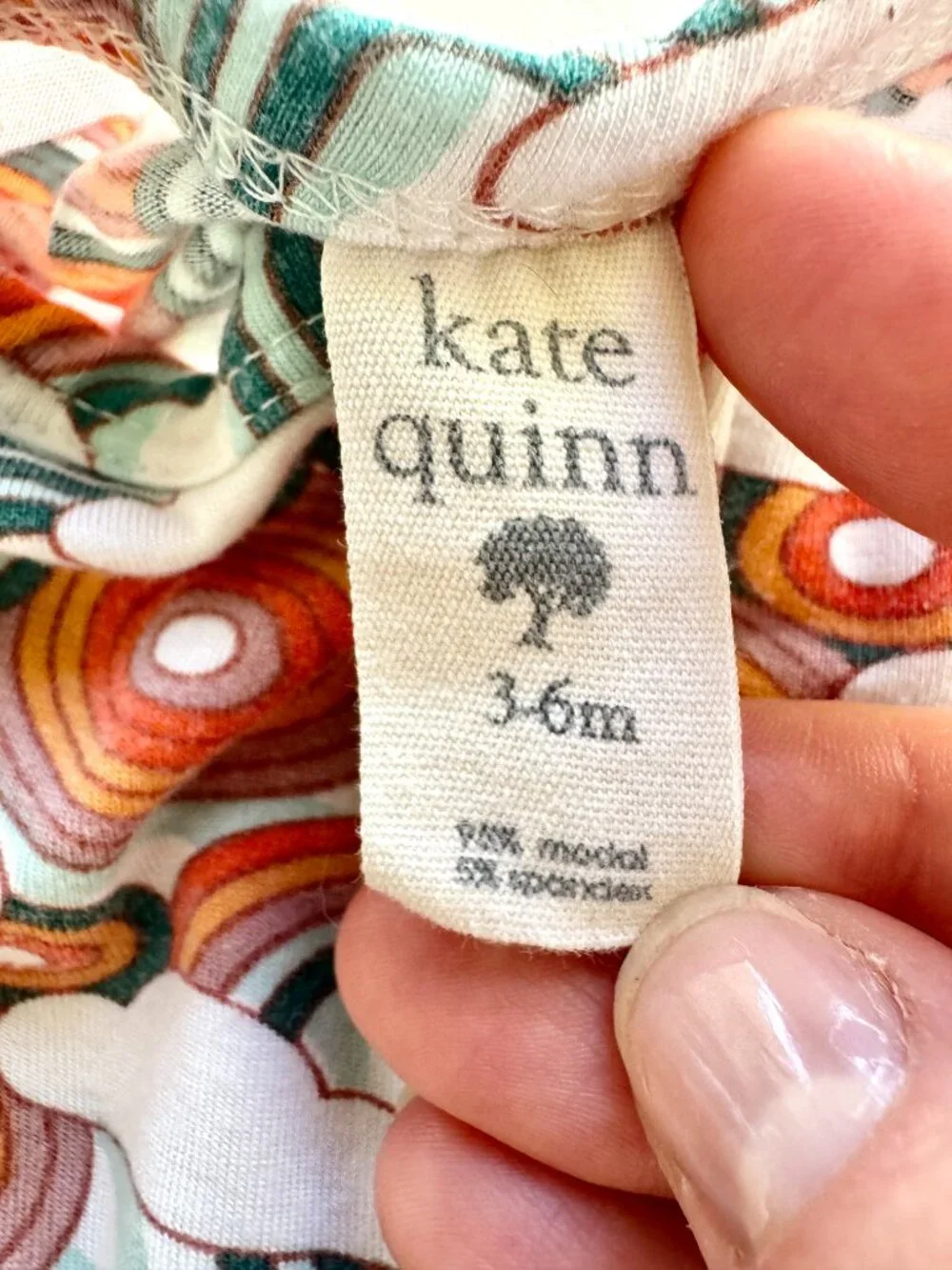 Kate Quinn Retro Rainbow Cloud Zip Footie 3-6M